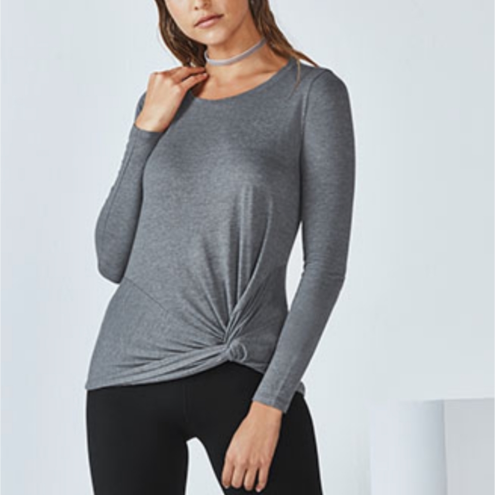 Fabletics Hera Grey Twist Long Sleeve T-Shirt